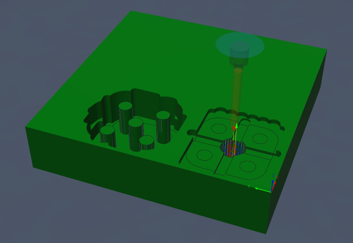 Deska materiálu po simulaci operace 2D PocketSForma.