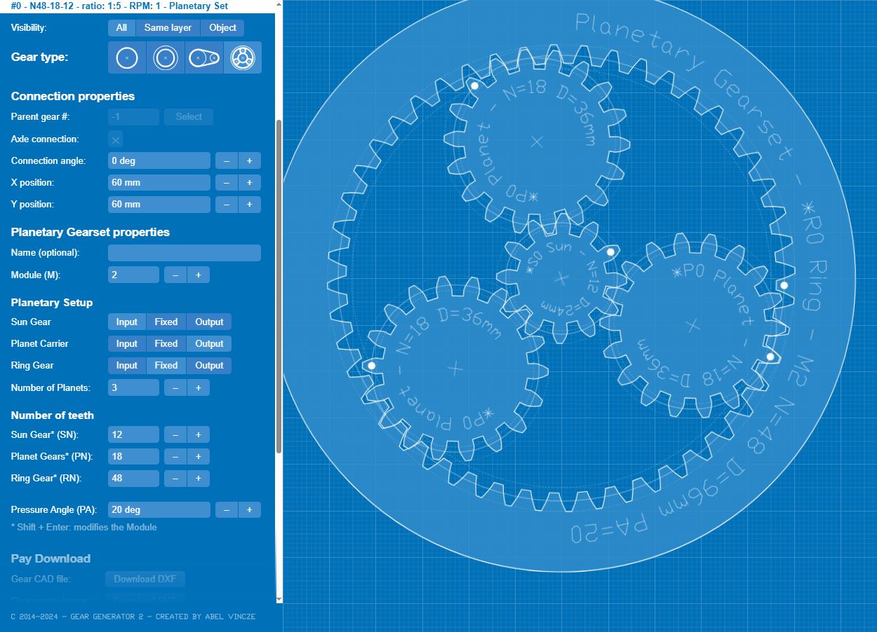 Parametry v Gear Generator 2 beta