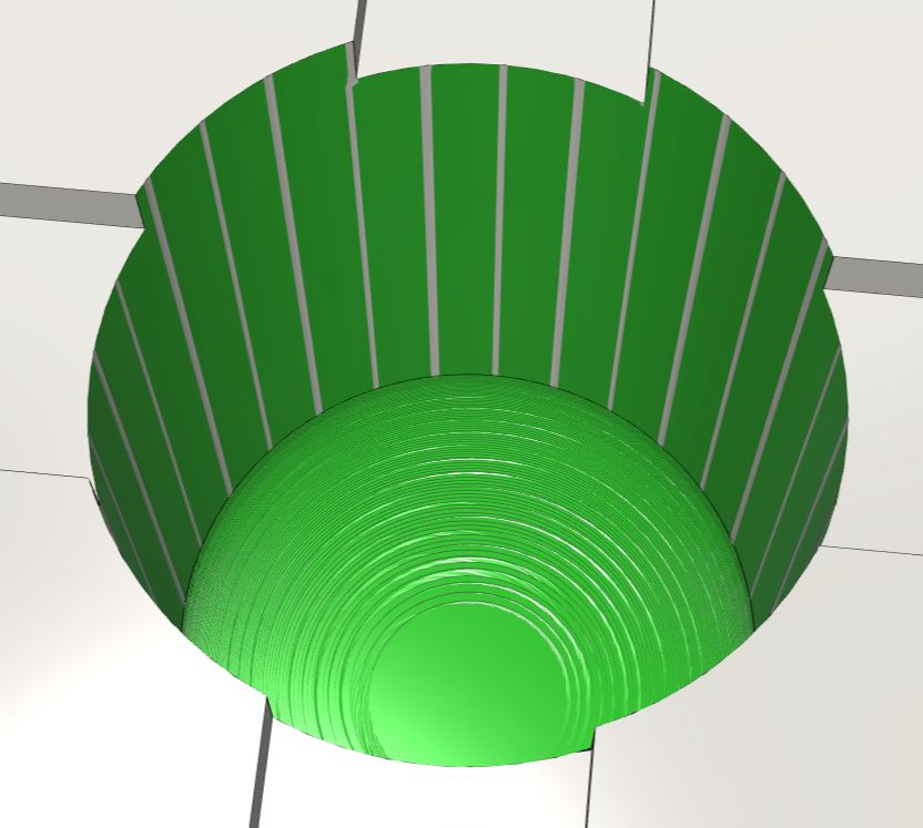 Deska materiálu po simulaci operace ContourSOblouk.