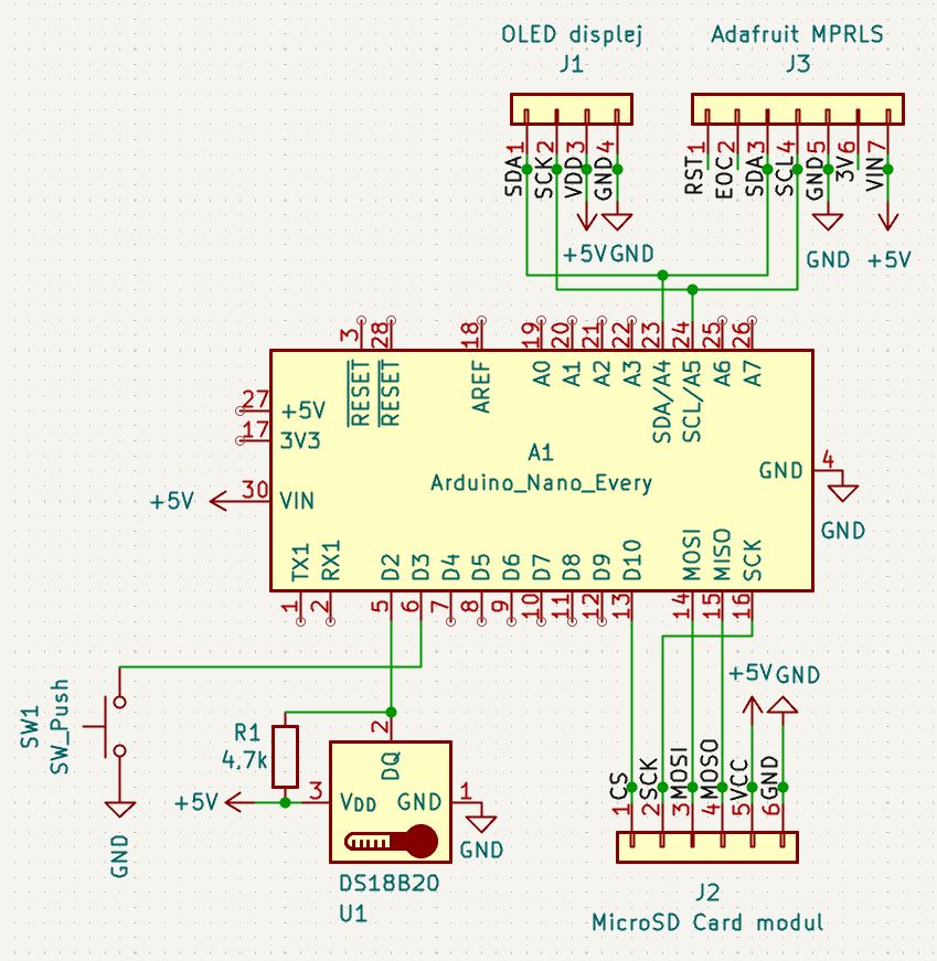Schema projektu v programu KiCAD
