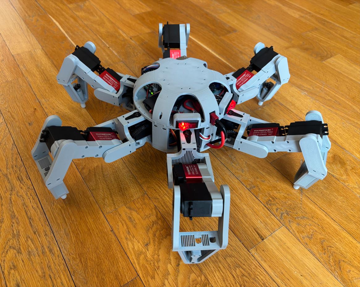 Sestavený hexapod zezadu.