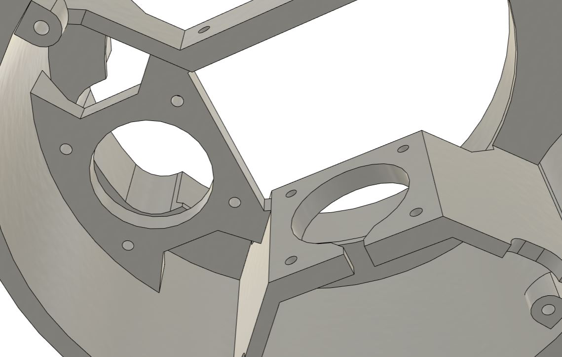 Detail modelu úchytu pro motory.